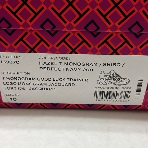 Tory Burch monogram good luck trainer. Perfect navy 200 - Picture 5 of 5